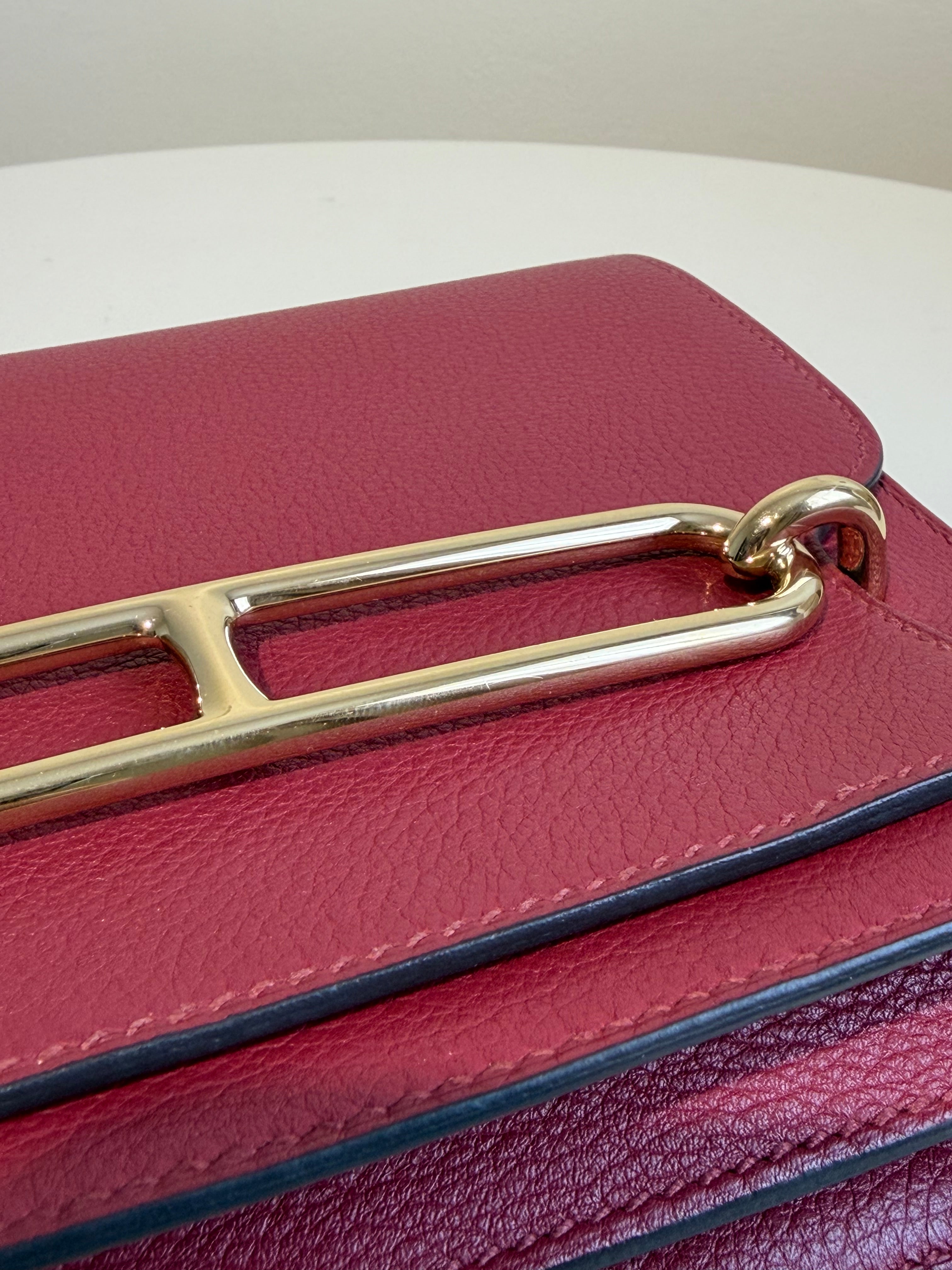 Hermès Mini Roulis in Rouge Grenat Gold Hardware