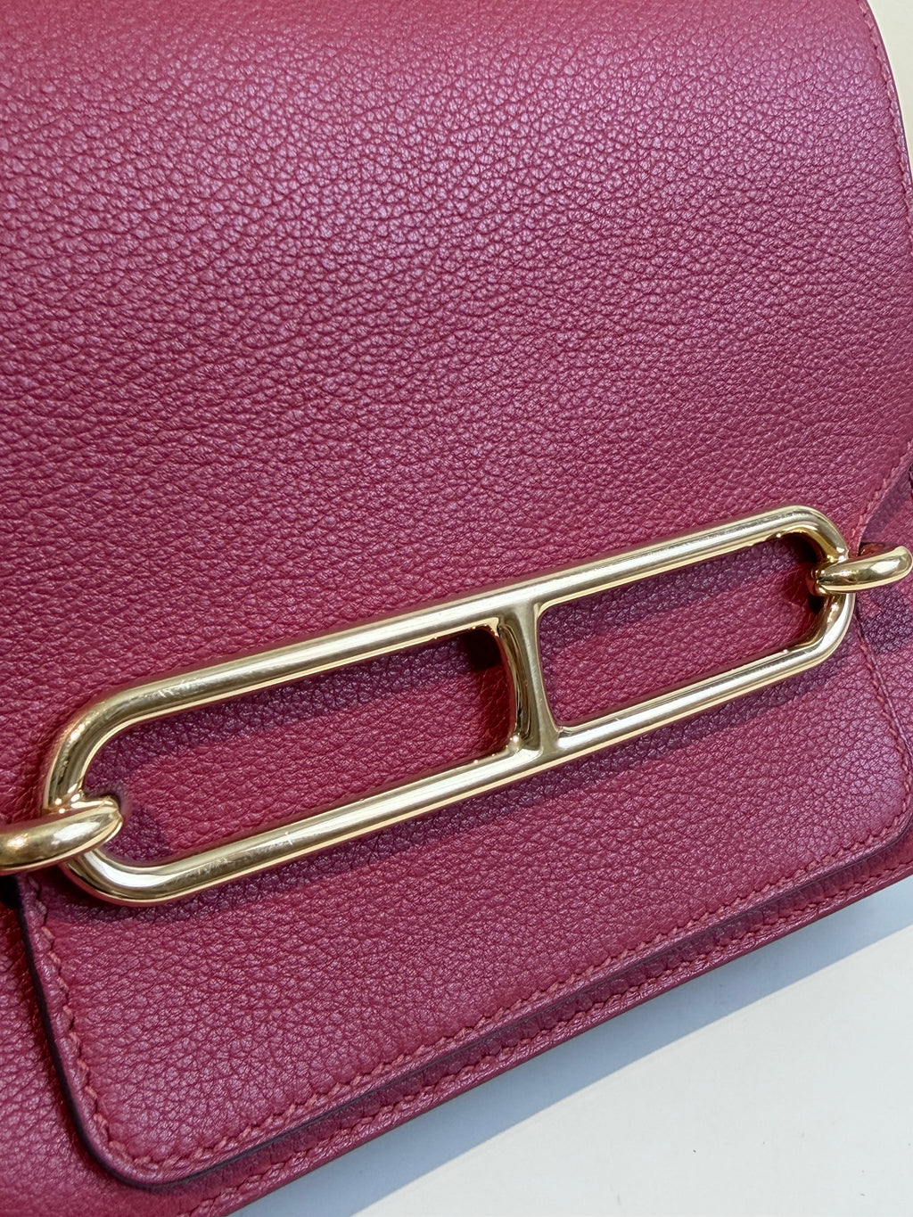 Hermès Mini Roulis in Rouge Grenat Gold Hardware