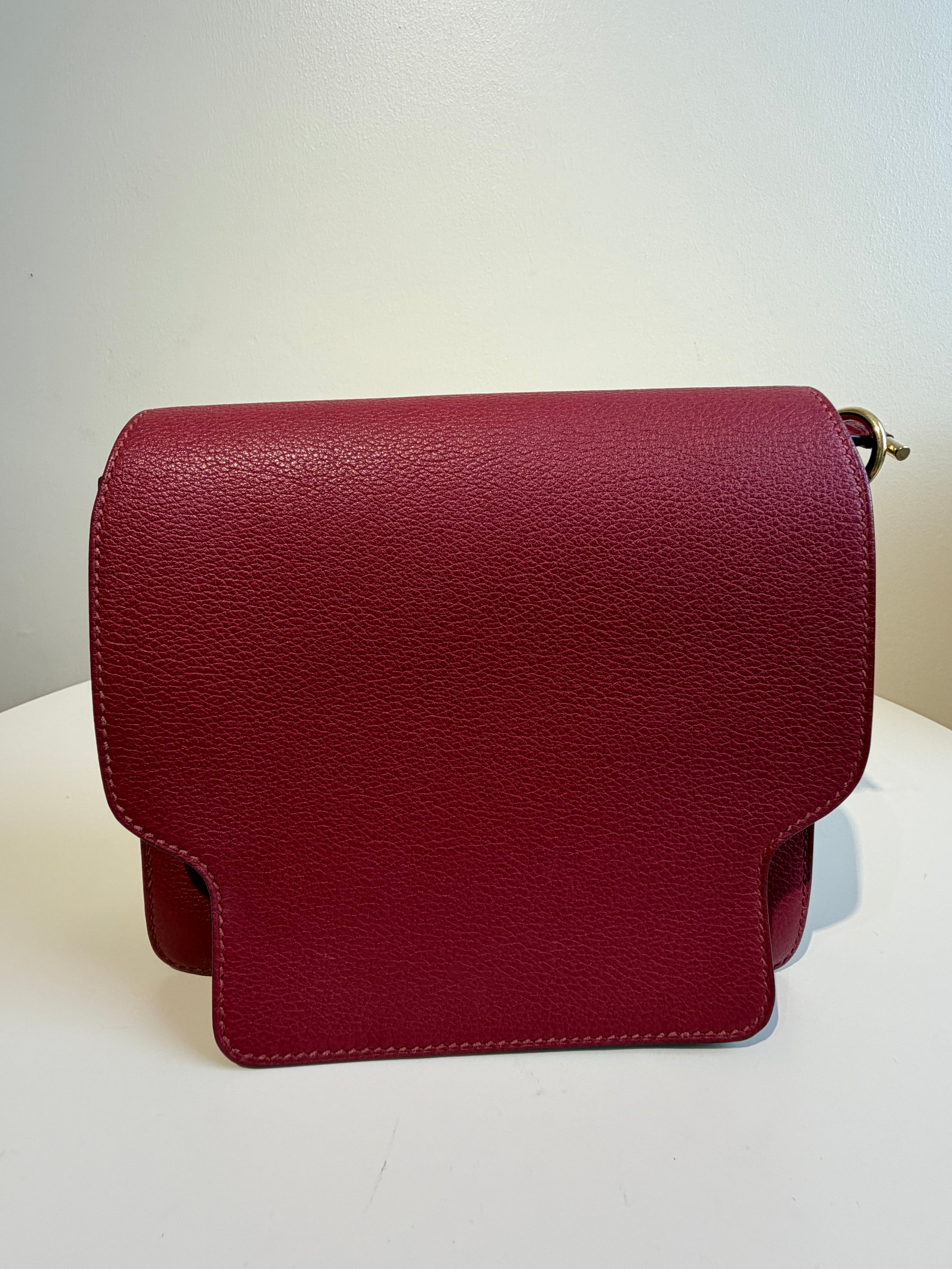 Hermès Mini Roulis in Rouge Grenat Gold Hardware