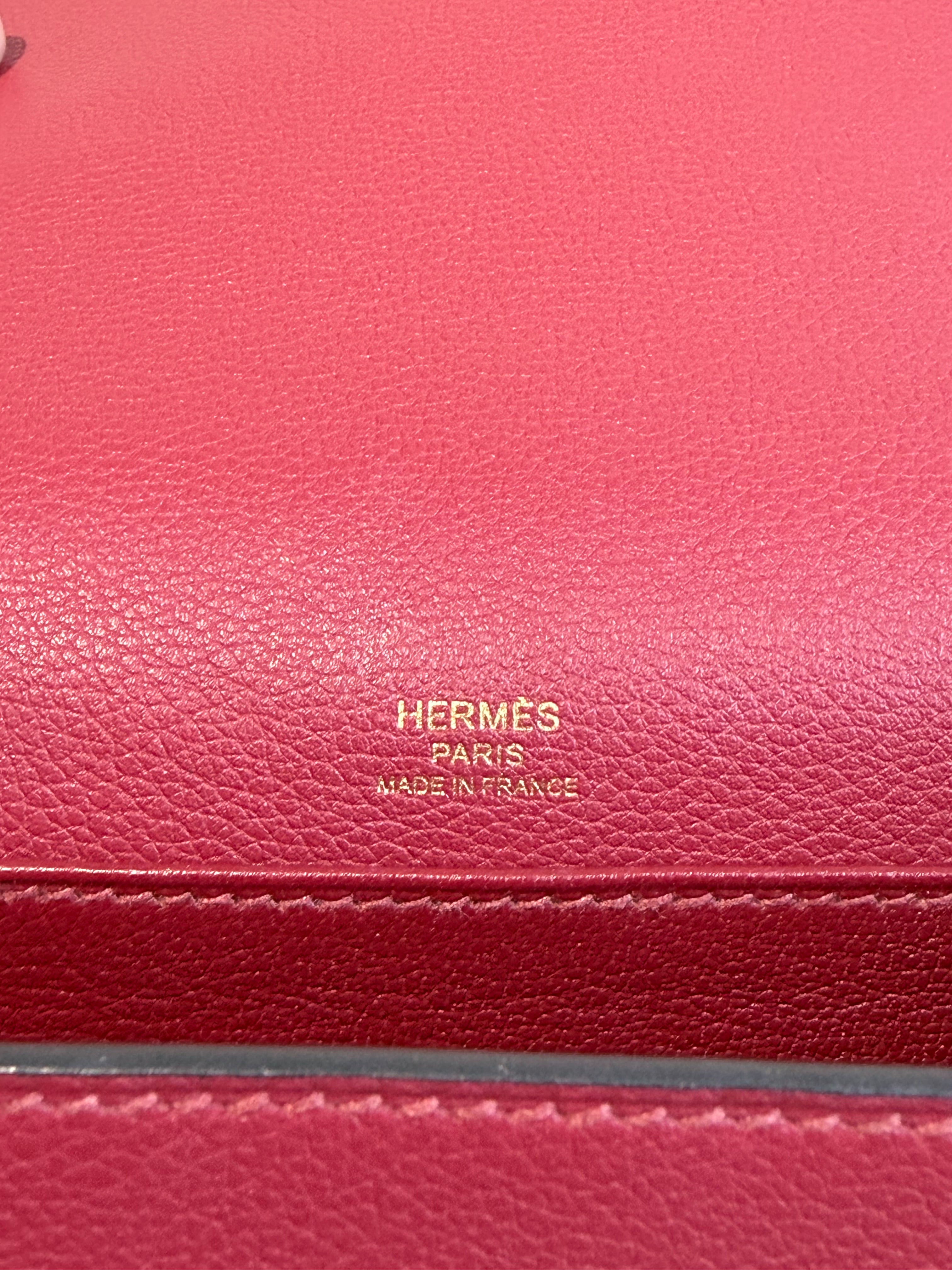 Hermès Mini Roulis in Rouge Grenat Gold Hardware