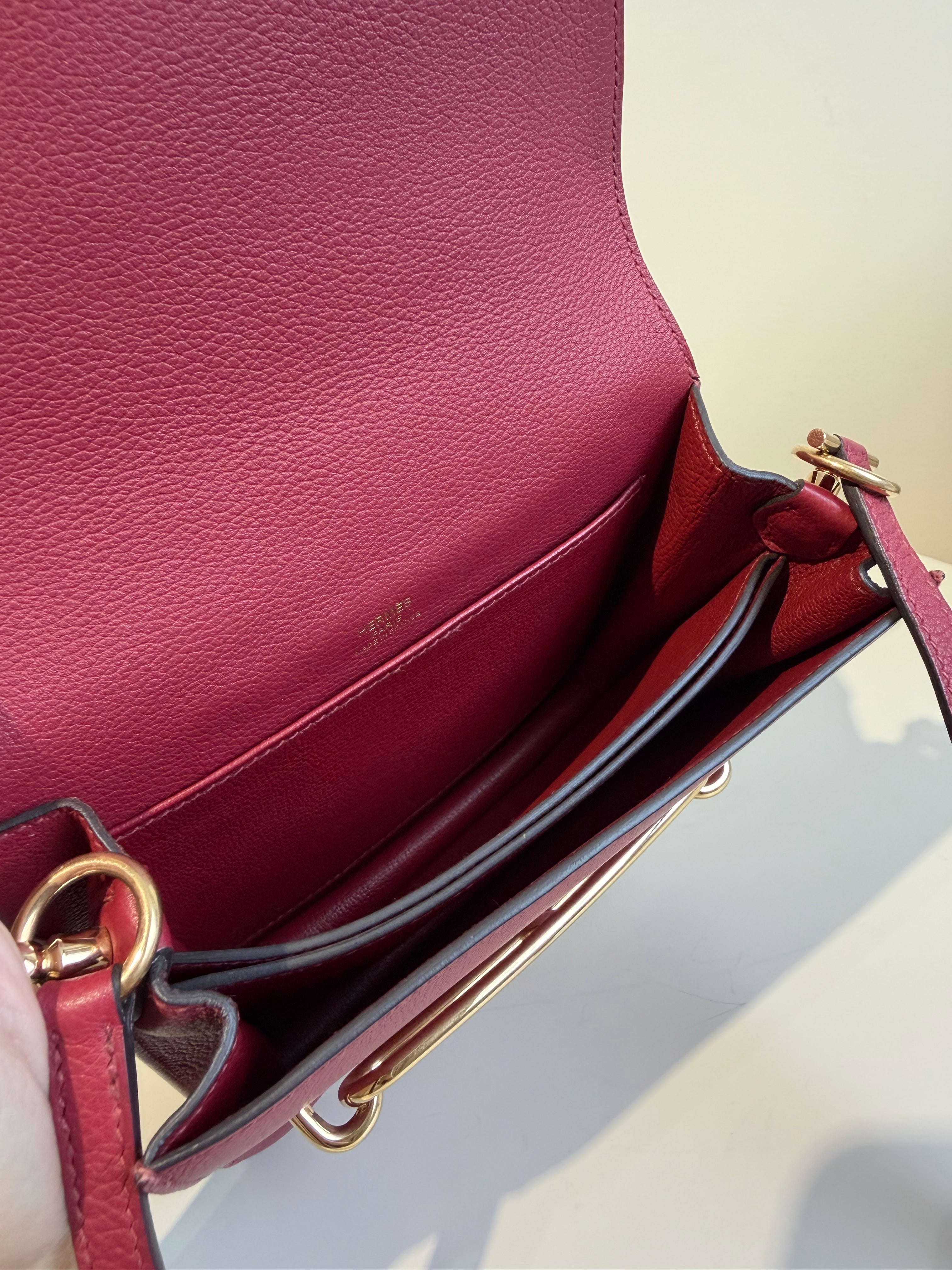 Hermès Mini Roulis in Rouge Grenat Gold Hardware